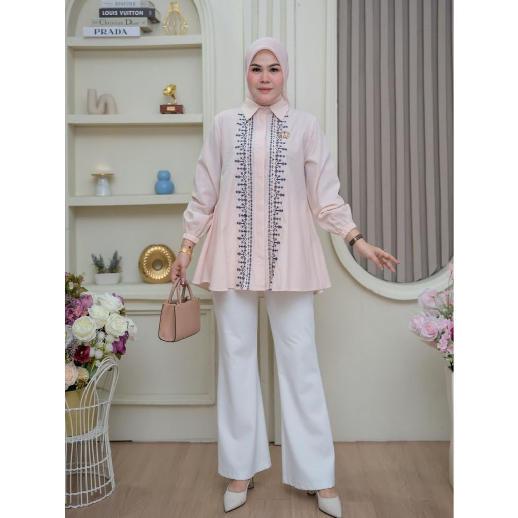 Baju Atasan Kemeja Blouse Katun Bordir Premium Winody
