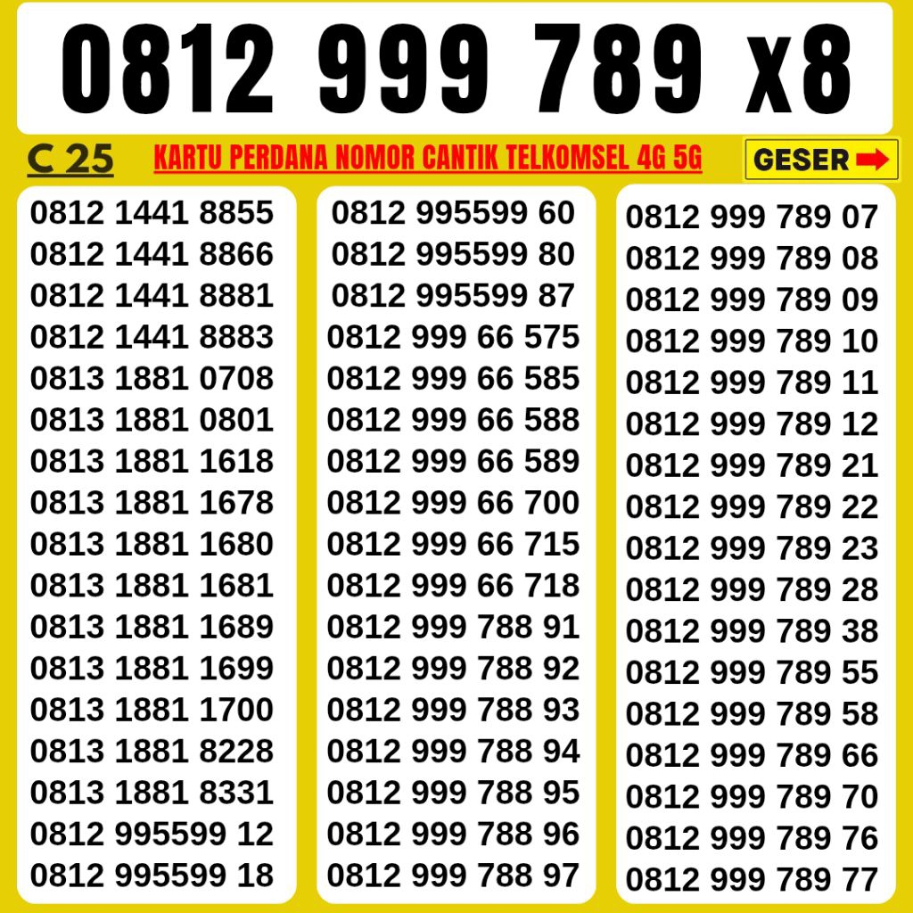 NOMOR CANTIK SIMPATI TELKOMSEL KWARTED 999 789 SUPPORT 4G LTE 5G NOCAN TELKOMSEL SIMPATI KWARTED TRI