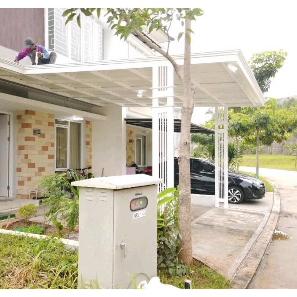 kanopi atap alderon upvc dobel layer rangka hollow galvanis