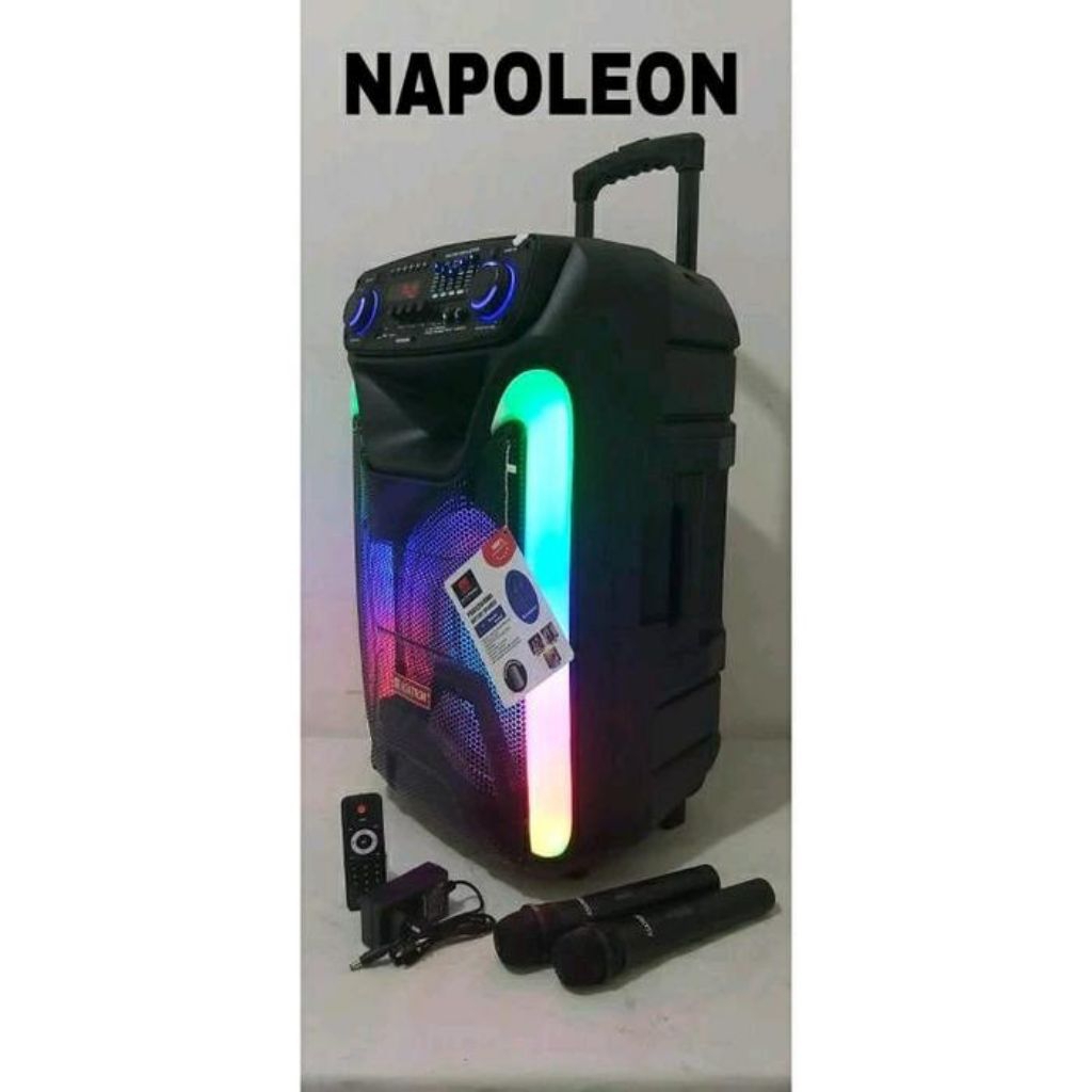ASATRON NAPOLEON (8881) 15INCH RMS 50W SPEAKER MEETING PORTABLE BLUETOOTH KARAOKE INCLUDE MIC WIRELE