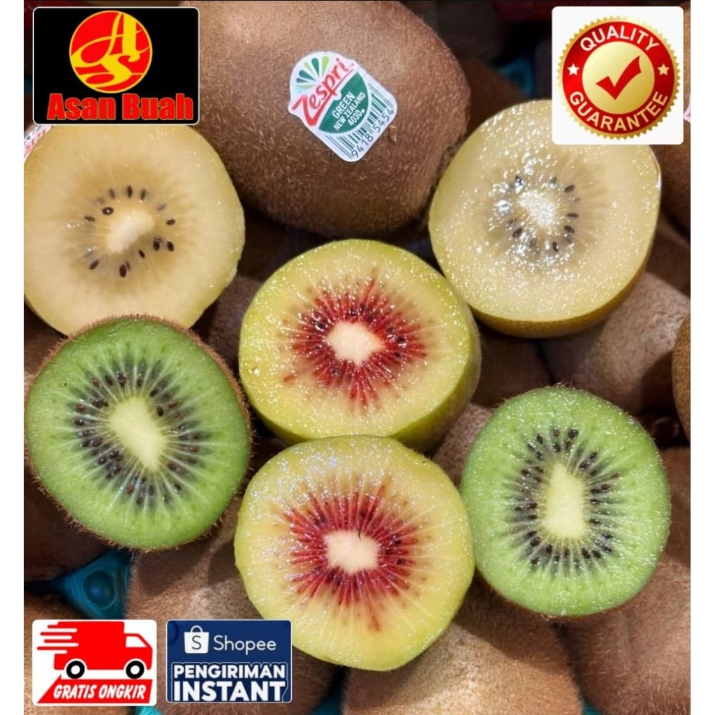 Buah Kiwi Manis Gold Green Red Zespri Kuning Hijau Merah New Zealand Italia Chili Manis Jumbo Murah