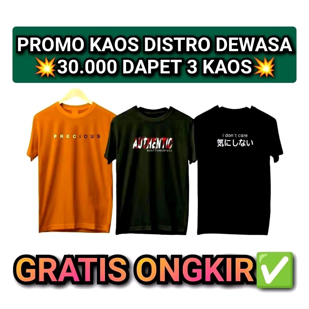 (PAKET 3 PCS) PROMO BESAR BESARAN | KAOS DISTRO DEWASA | BAJU PRIA WANITA | TERBARU | TERLARIS | DI 