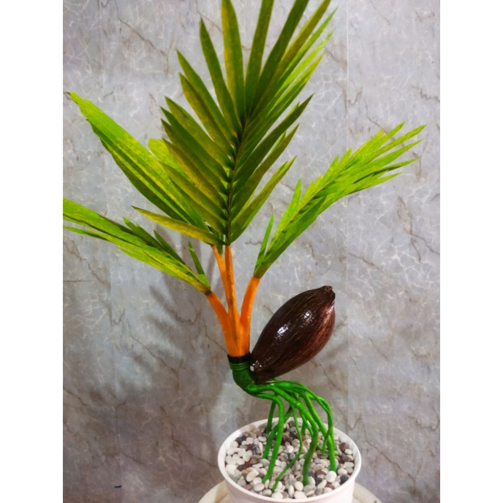 Tanaman Hias Bonsai Kelapa Artificial Unik - Tanaman Plastik Estetik - Dekorasi Meja & Rak Minimalis