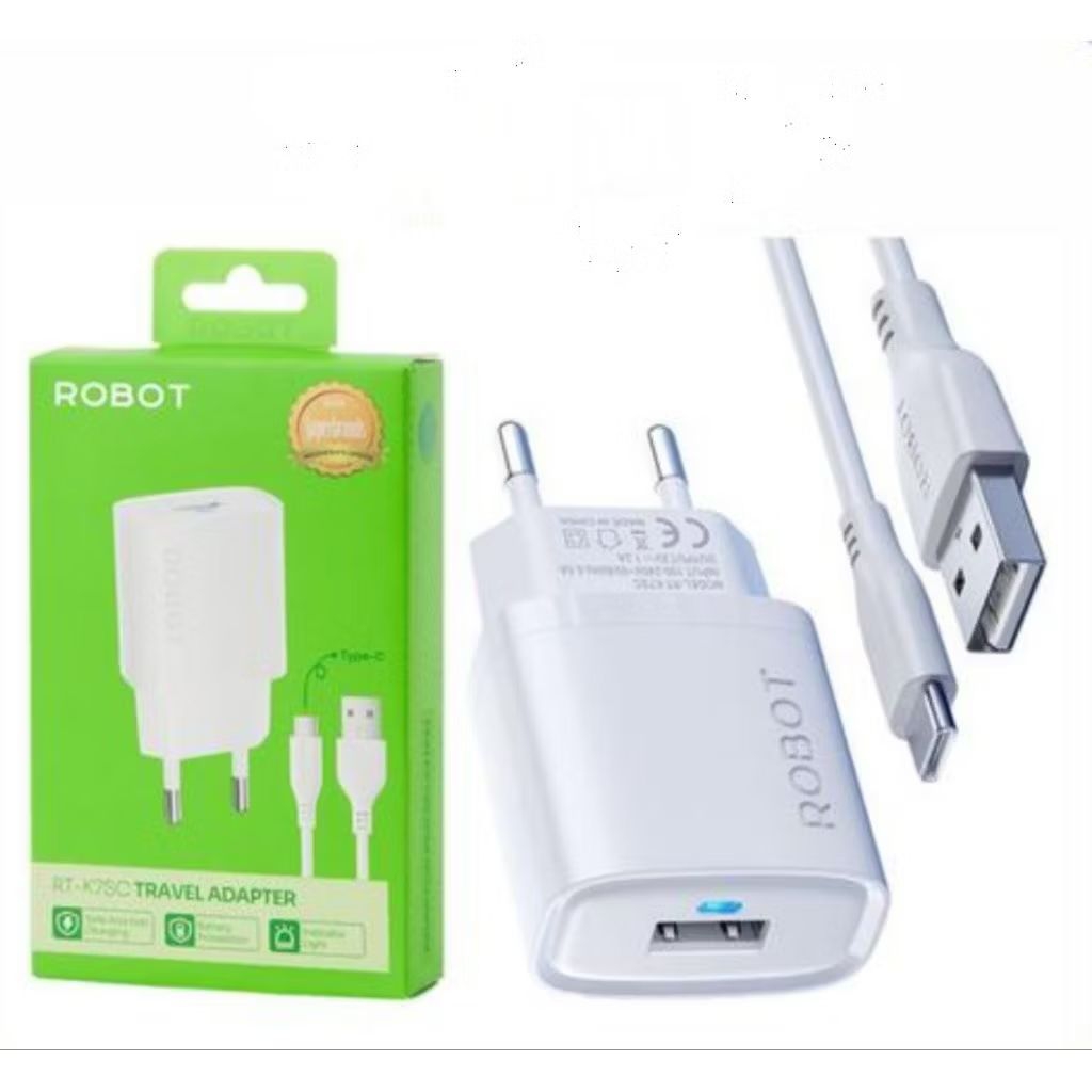 ROBOT CHARGER + CABLE TYPE C 100% ORI