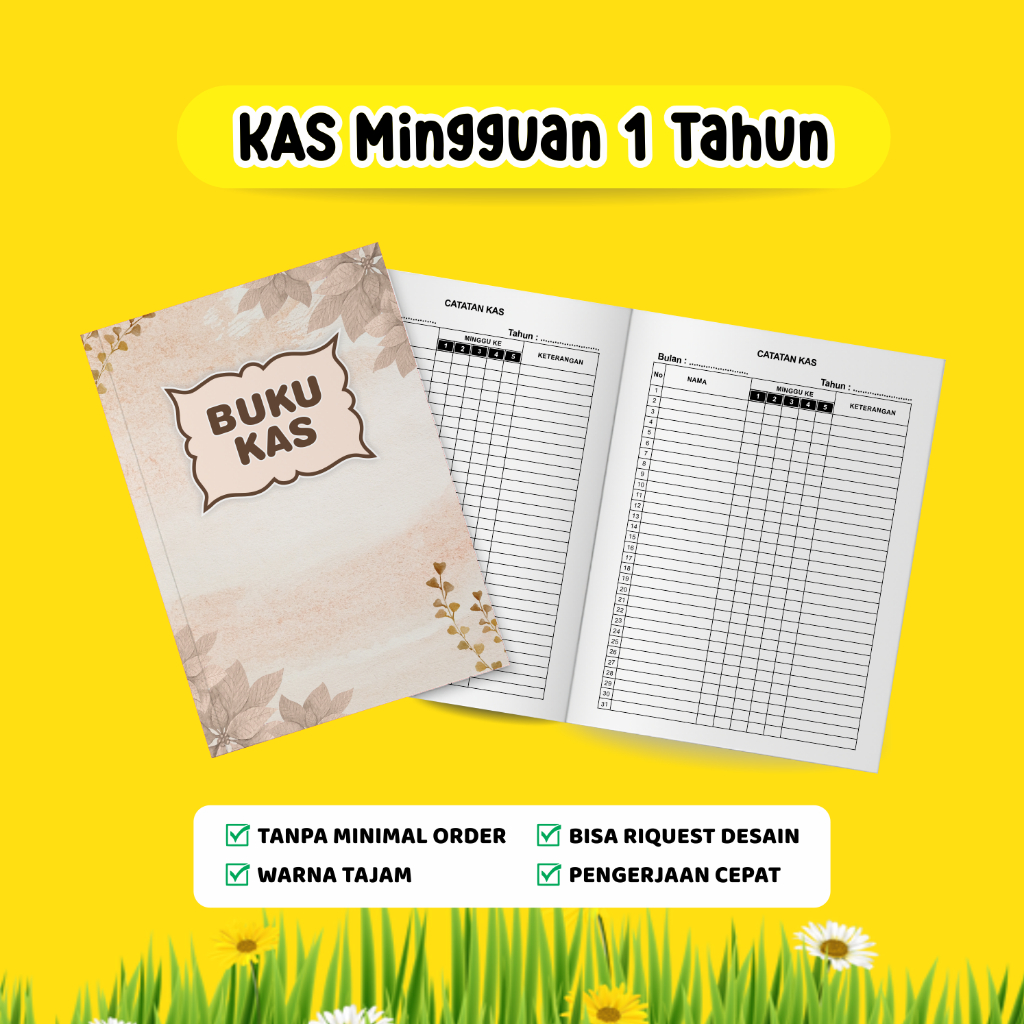 Buku KAS Mingguan Custom Satu Tahun - Buku KAS Sekolah - KAS Harian