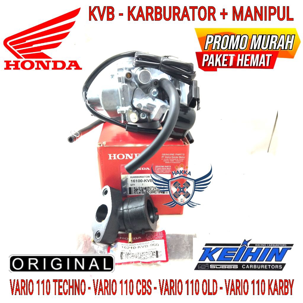 KVB KARBURATOR + MANIPUL ORIGINAL HONDA VARIO 110 TECHNO, KARBURATOR HONDA VARIO 110 CBS, KARBURATOR