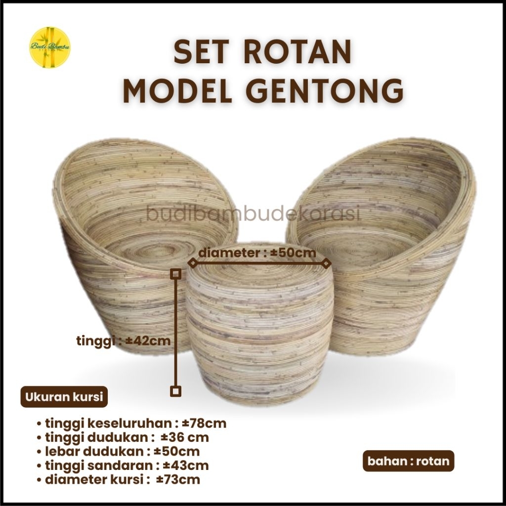 Set rotan model gentong / kursi dan meja anyaman rotan / set meja kursi antik model gentong / set me
