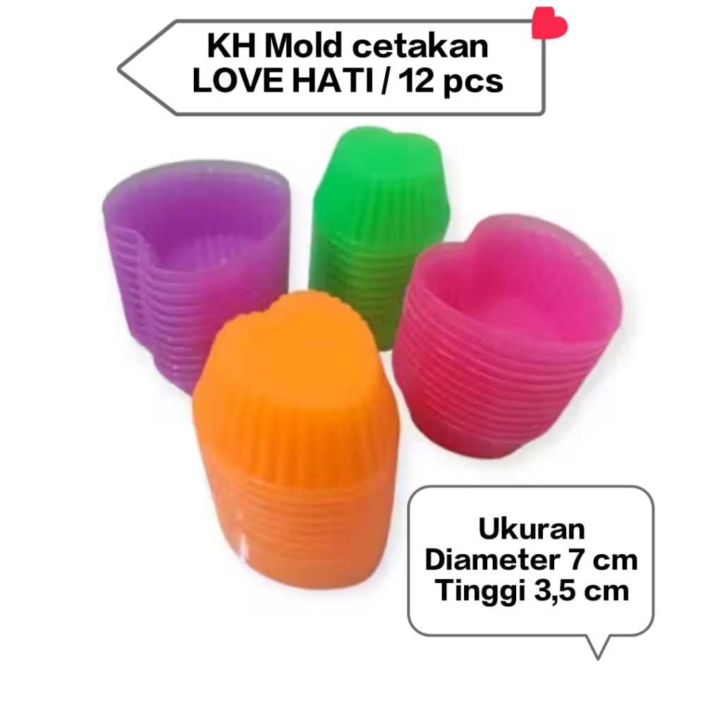 12 pcs cetakan kue motif LOVE HATI, kue putu ayu, kue pesta agar jelly puding plastik murah BPA FREE