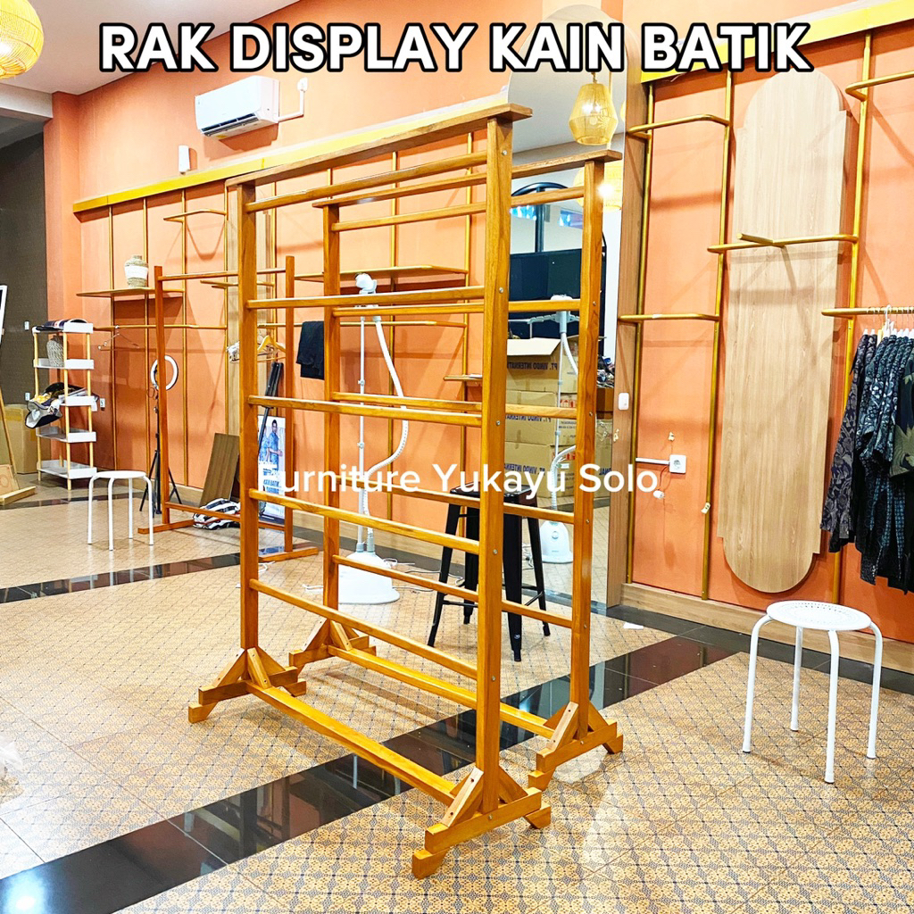 GANTUNGAN DISPLAY KAIN BATIK JATI / GANTUNGAN JILBAB / RAK DISPLAY KAIN / GAWANGAN DISPLAY KAIN BATI