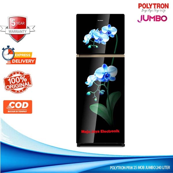POLYTRON Kulkas 2 Pintu 240 Liter PRW 25 MOB Belezza Jumbo Pintu Kaca