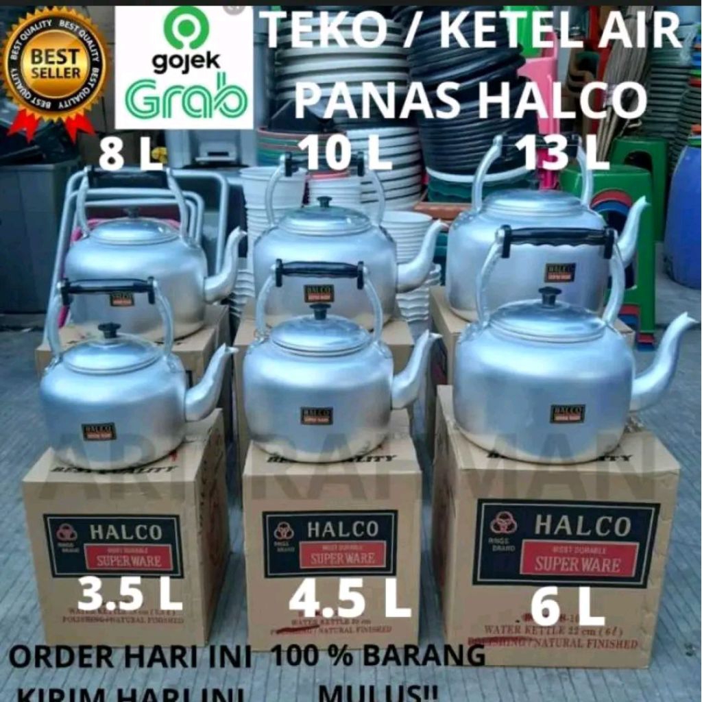 Teko Ceret Ketel Leher Angsa Alumunium Awet Halco Anti Karat, Teko Masak Air jadul Ukuran 26cm 10 Li
