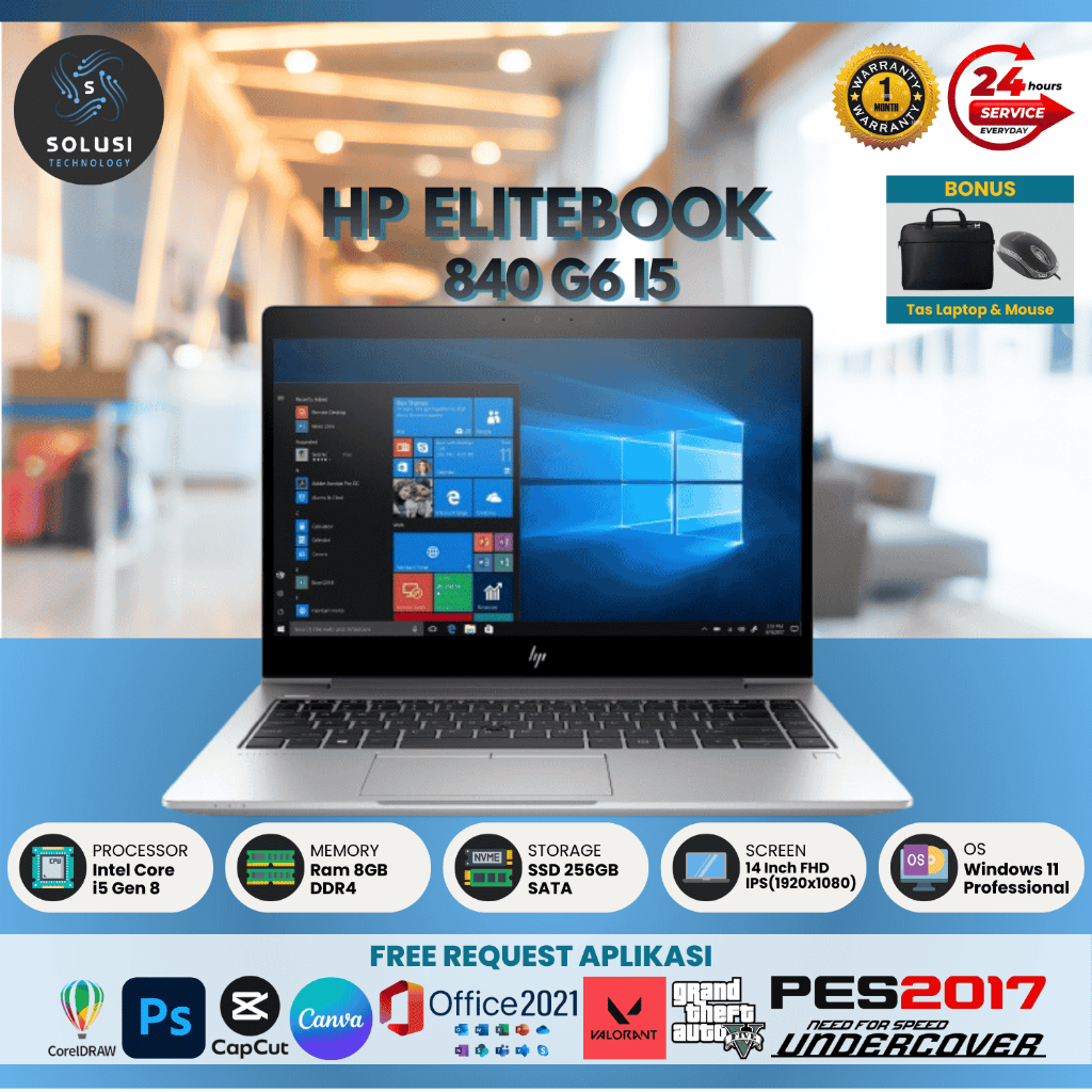 Laptop HP Elitebook 840 G6 Intel Core i5 Gen8 Ram 16gb Ssd 512gb Original