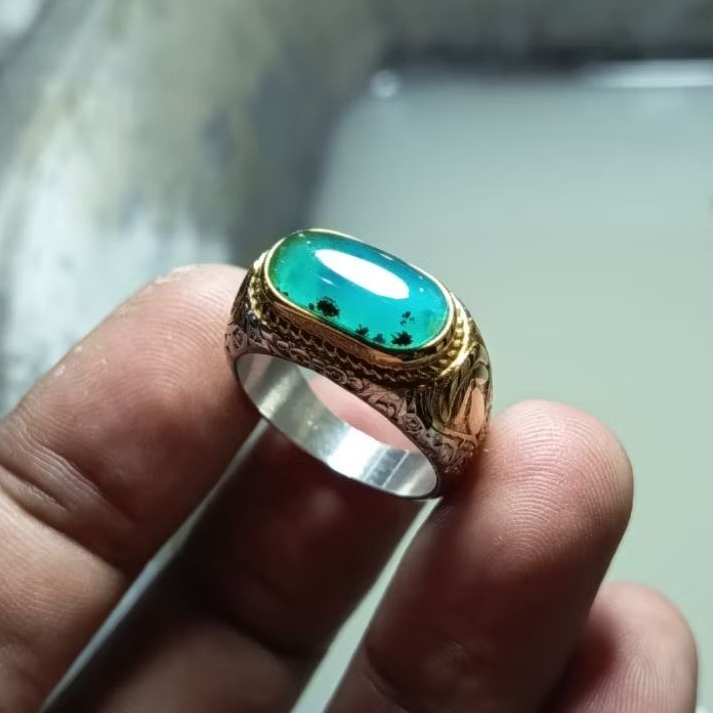 Batu akik natural BACAN DOKO majiko kristal super giwang sz 8