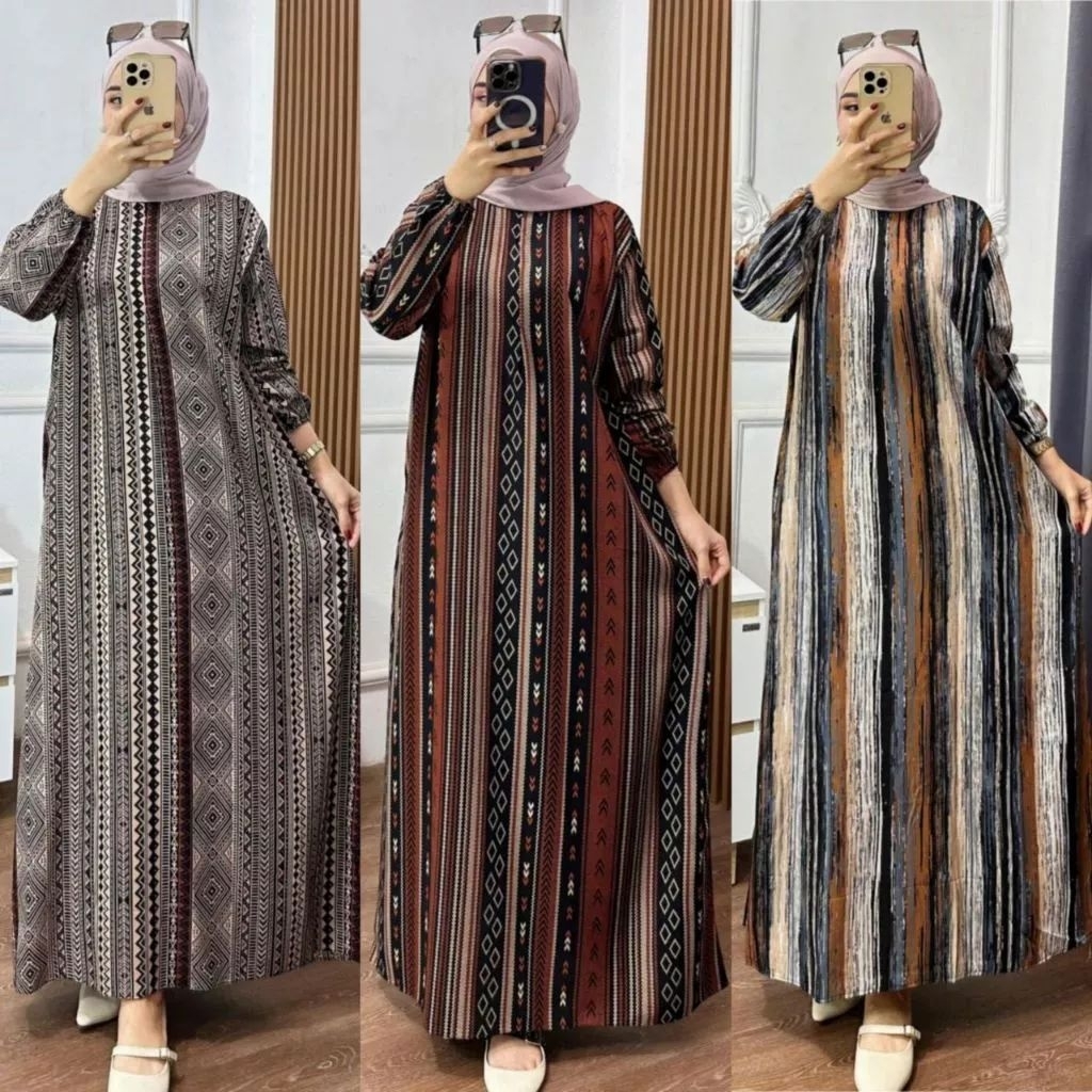 Gamis Anita Dress Panjang - Gamis Rayon Premium Viscose - Gamis Nyaman Dipakai Bahan Adem Sejuk LD 1