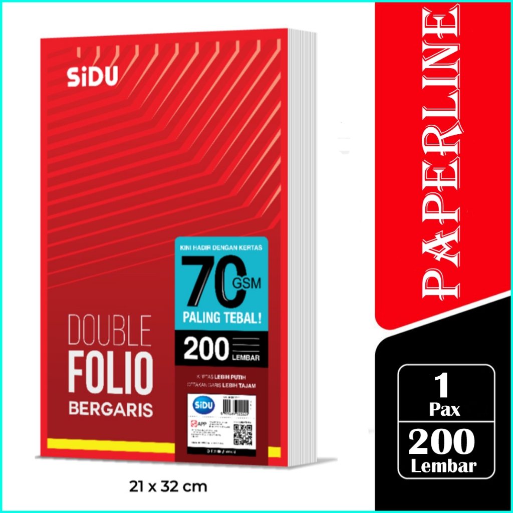 (200 LEMBAR / 1 PAX) Kertas Double Folio Bergaris Sidu 200 Lembar / Folio Garis Sinar Dunia 200 Lbr 