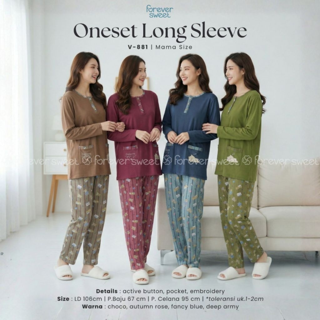 baju tidur piyama forever sweet mama size tangan panjang celana panjang PP
