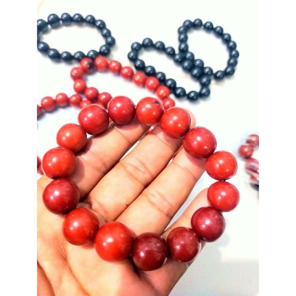gelang tasbih kokka jawa asli biji gebang pocok lontar merah/gelang tasbih jumbo termurah
