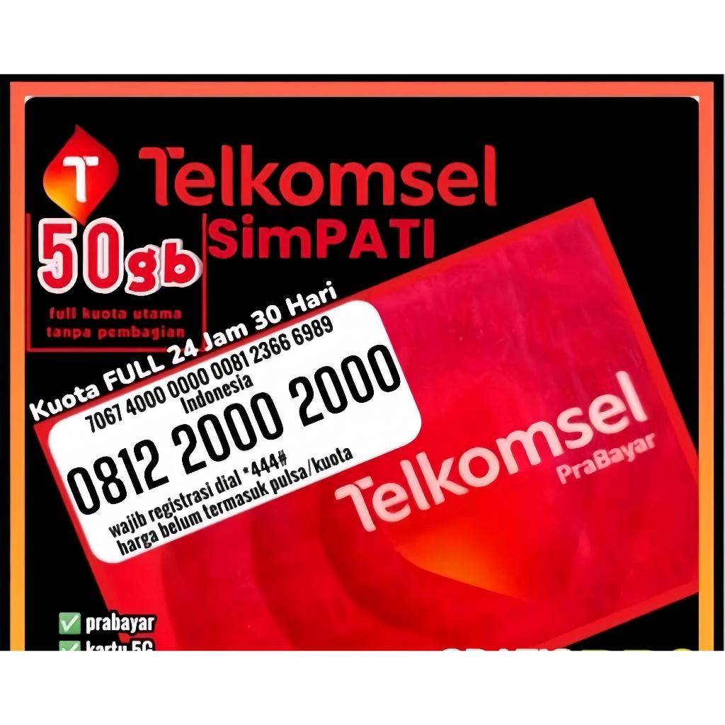 BISA COD KARTU PERDANA TELKOMSEL NOMOR CANTIK TELKOMSEL 12-DIGIT KUOTA UTAMA 50 GB