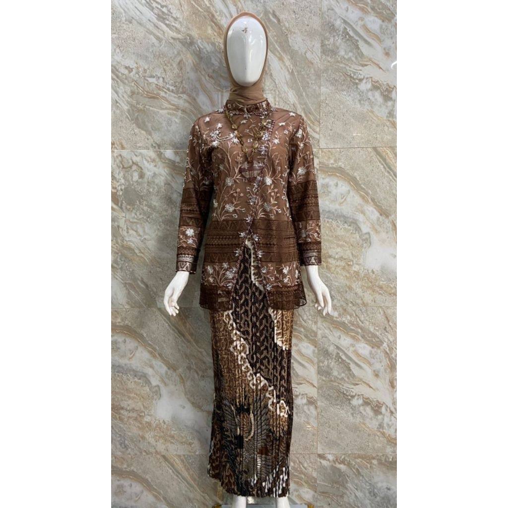 [ATASAN SAJA / ONE SET] Kebaya Tunik Brukat& Rok Plisket Batik