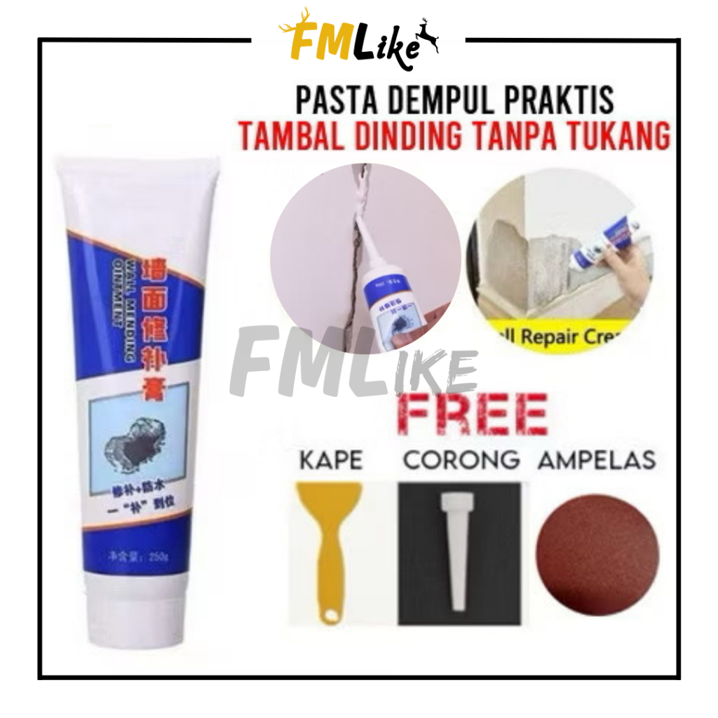 Dempul Tembok Pasta Cream Penambal Dinding Instan / Dempul Penambal Tembok Retak Bocor Anti Air