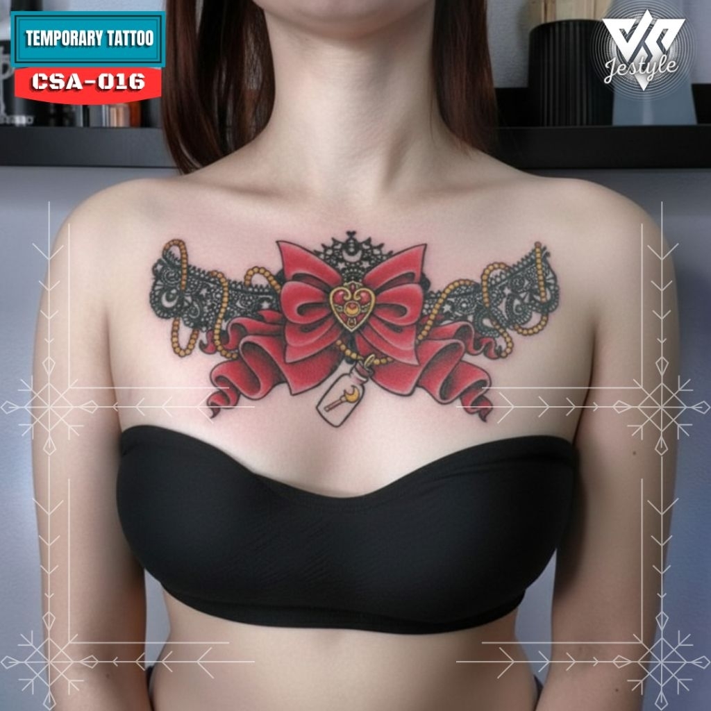 [CSA][BC-016] Tato Temporer Dada Punggung pita 24x14cm Pria dan Wanita