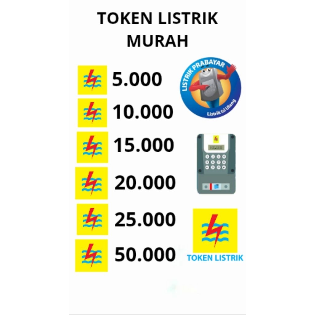 TOKEN PLN MURAH - TOKEN LISTRIK PROMO - TOKEN PLN NOMINAL KECIL 5K,10K,15K,20K,25K,50K