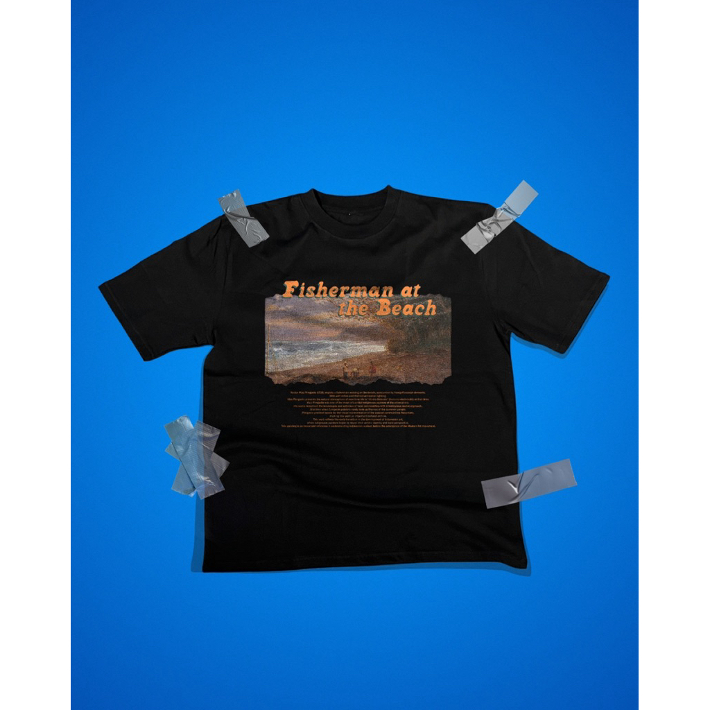 MODE IST KUNST FISHERMAN AT THE BEACH BY R.M PIRNGADIE OVERSIZE TEE BAJU KAOS ART PRIA WANITA COTTON