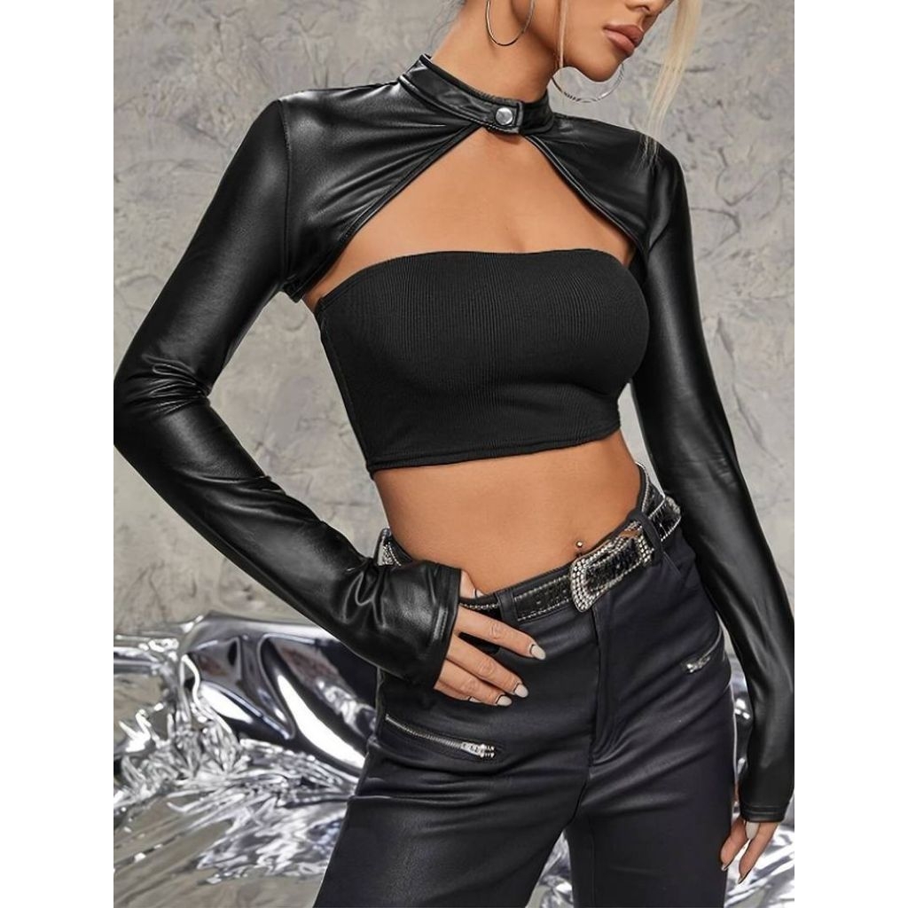 Azmileather Jaket kulit wanita / jaket crop /jacket Leather crop