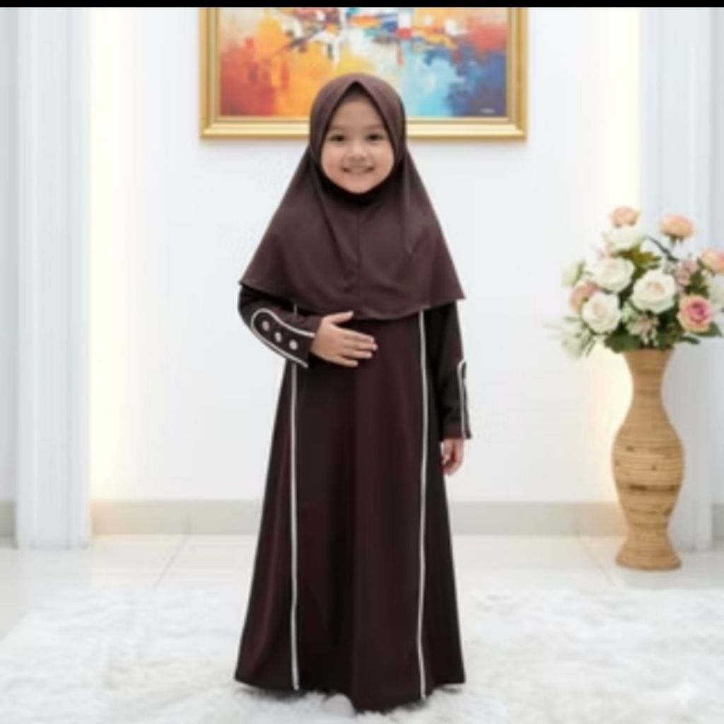 Gamis abaya Lubna set hijab anak 1-5 Tahun
