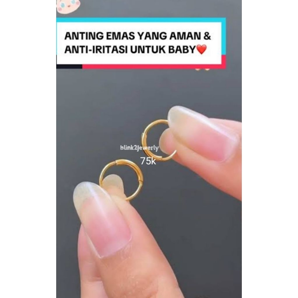 anting bayi baru lahir Emas asli 750