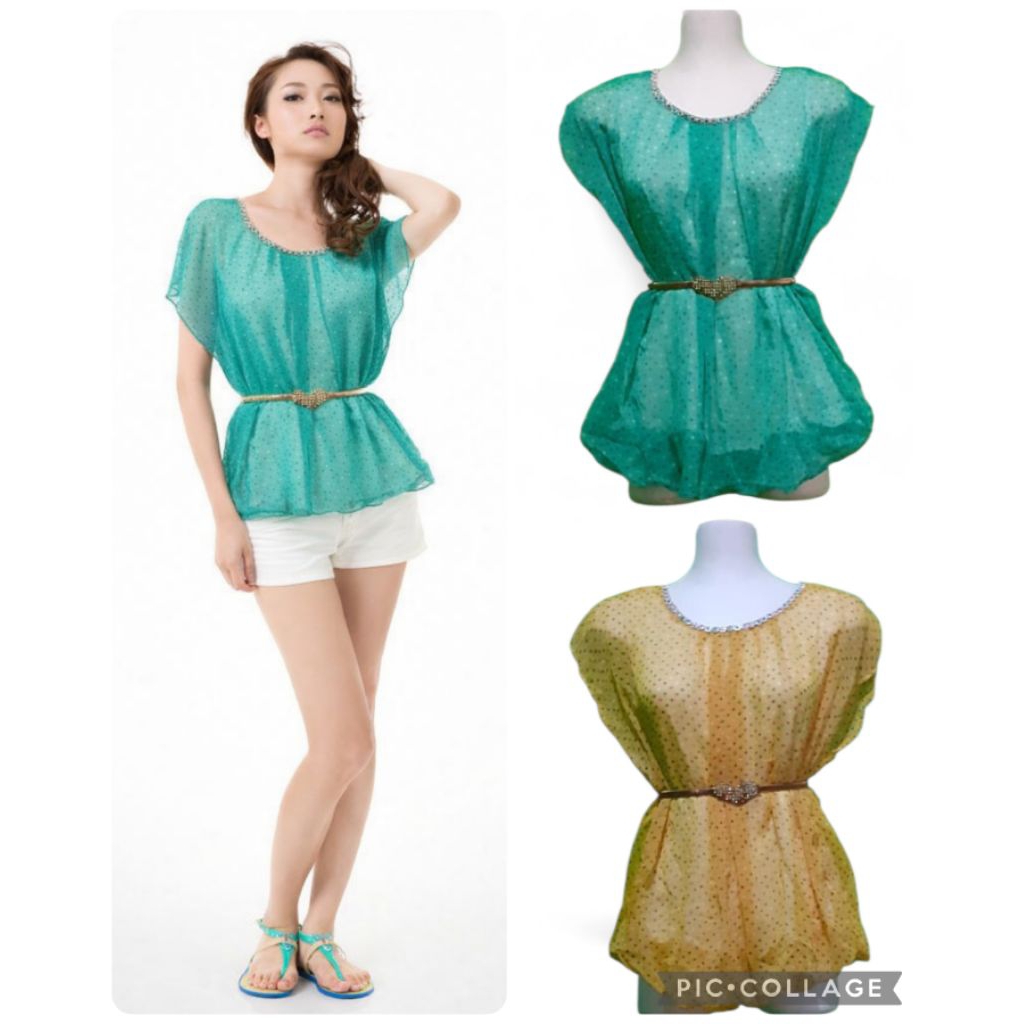 BAJU ATASAN BLOUSE WANITA POLKADOT