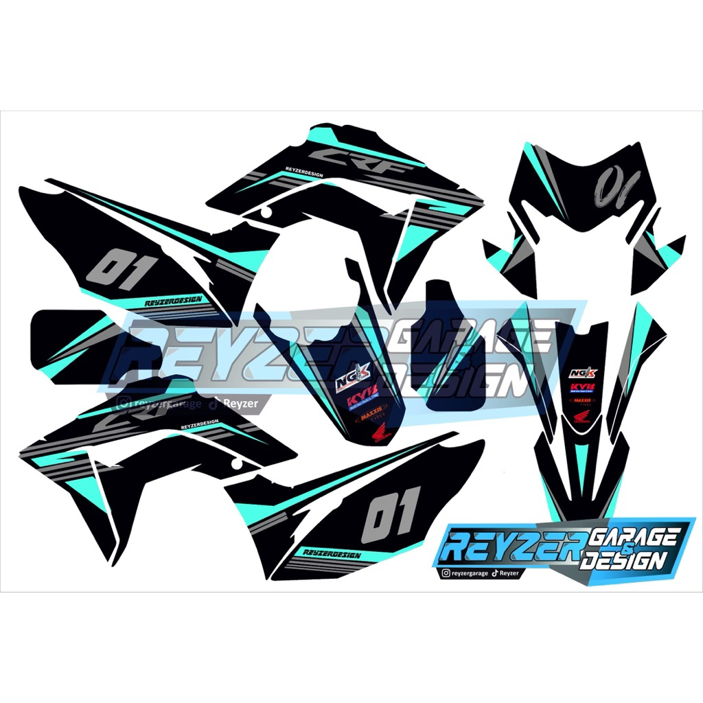 DECAL (NOMOR PAPA BISA CUSTOM) FULL BODY CRF 150, BAHAN ORAJET, WARNAMERAH, ORANYE, UNGU, BIRU MUDA,