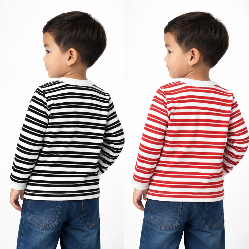 kaos anak salur stripe lengan panjang untuk anak usia 1 2 3 4 5 6 tahun laki-laki dan perempuan