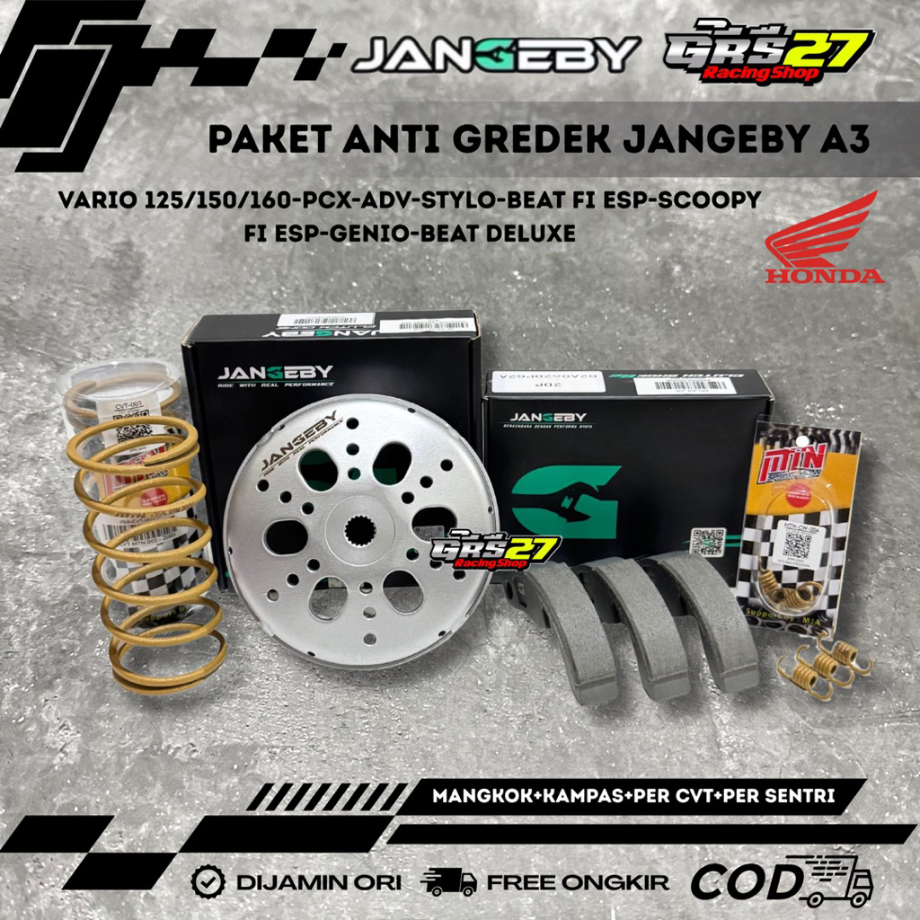 PAKET ANTI GREDEK JANGEBY A3 MANGKOK SET KAMPAS GANDA PER CVT DAN PER SENTRI JANGEBY VARIO 125-150 P