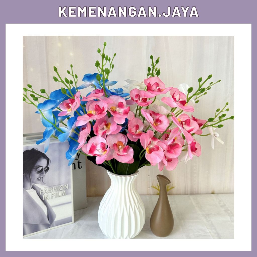 Bunga Anggrek Palsu Plastik Artificial Dekorasi Bulan Latex Rimbun BG50