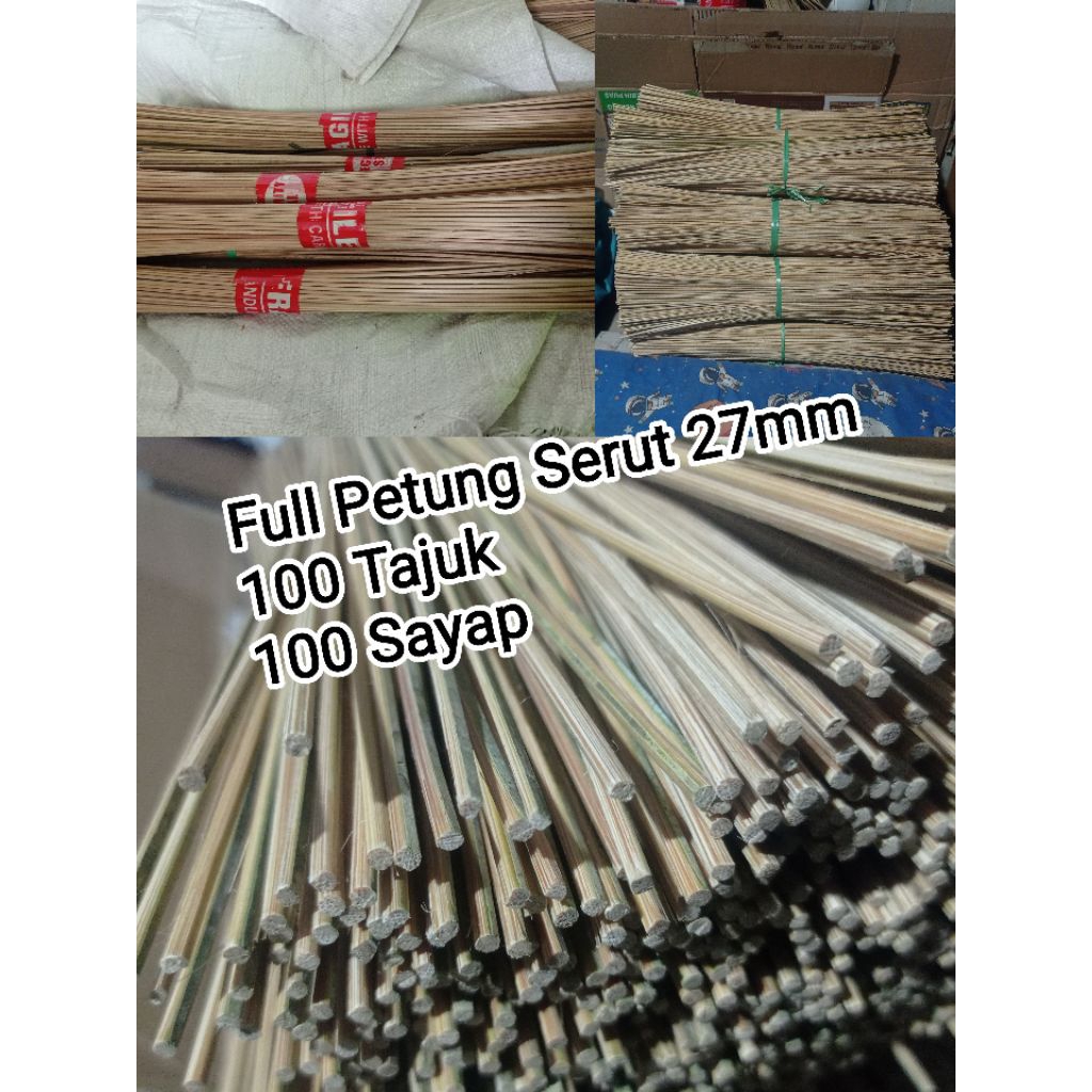 100 Pasang Biting Arku Bahan Bambu Petung Serut 2,7mm Sayap 56cm tajuk 49. Siap Setting Sesuai Karak