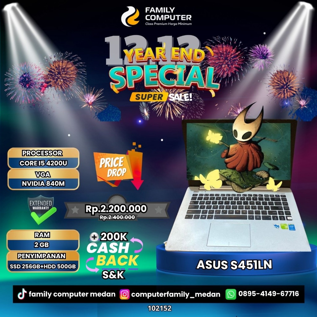 ASUS S451LN | I5 GEN 4 | RAM 8GB | SSD 256GB + HDD 500GB |  NVIDIA 840M 2GB