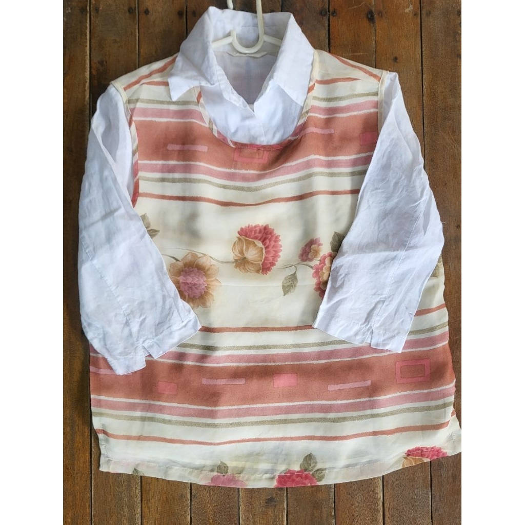 Preloved atasan kutung sifon motif bunga vintage