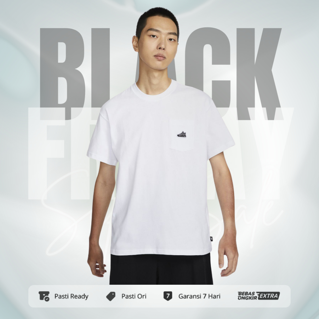 Kaos Nike Original Pria Sportswear Max90 Patch Logo T-Shirt - White FZ7980