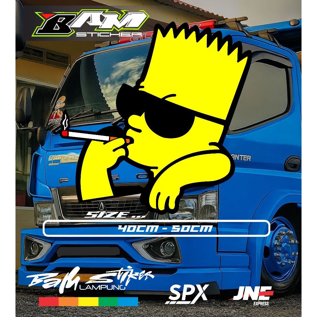 Stiker Cutting Simpson Merokok kaca truk dan mobil L300 cunter ragasa hino dll