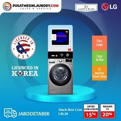 Stack Washer LG 20 kg - Dryer Luxe & Blue 15 Kg Mesin Pengering Tipe Gas, Mesin Laundry Jumbo