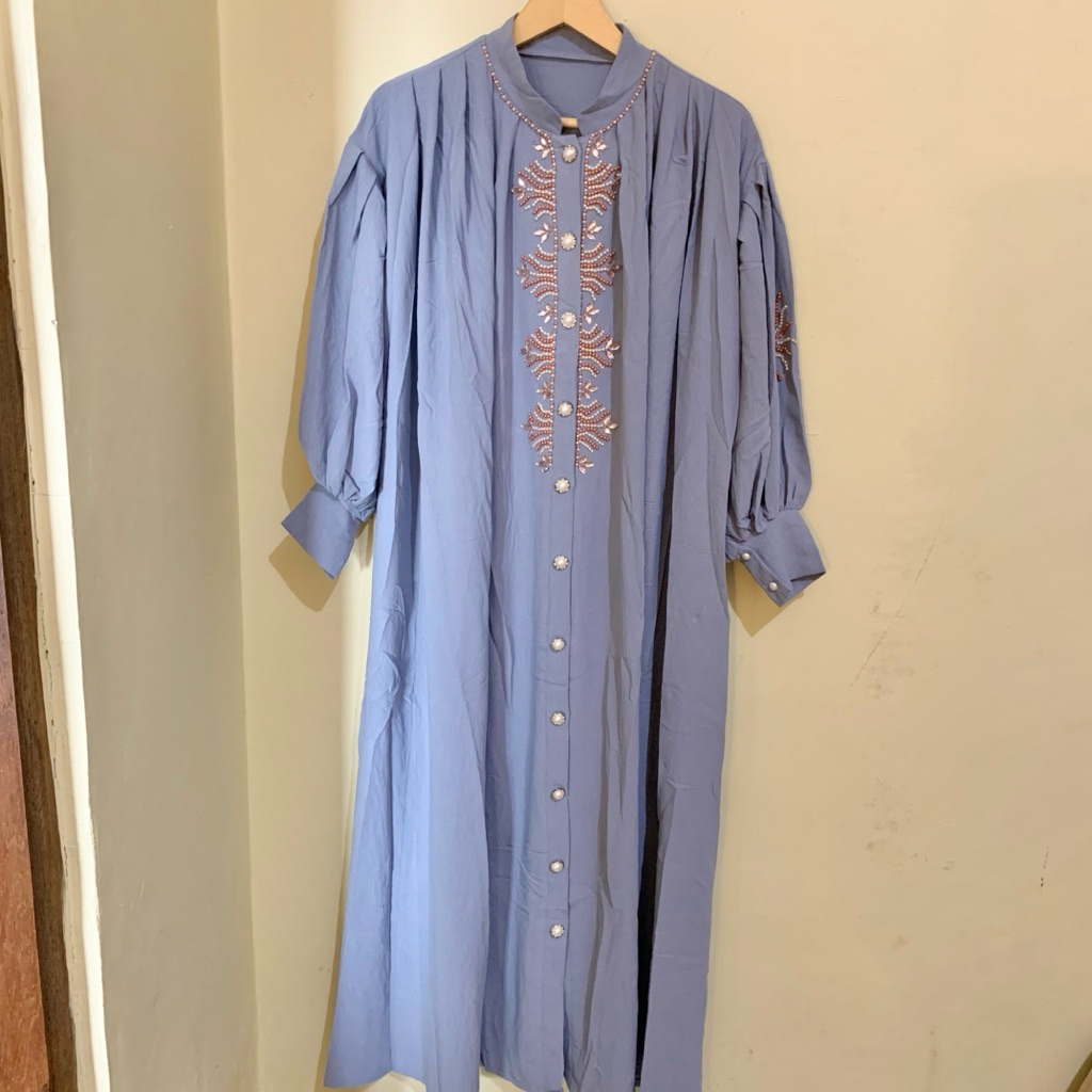 Gamis Payet Sky Blue - gamis sky blue - gamis biru muda - gamis payet mewah - gamis payet elegant