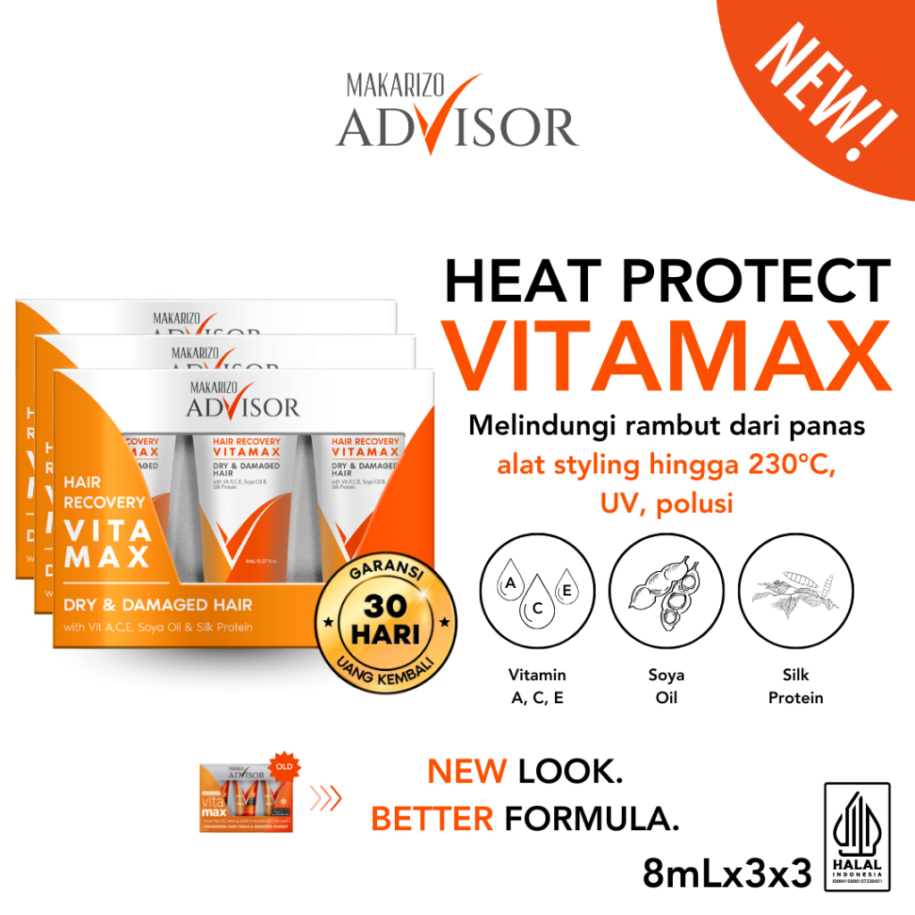 PAKET ISI 3 - Makarizo Advisor Hair Recovery Vitamax 8mLx3 - Vitamin Rambut / Serum Rambut