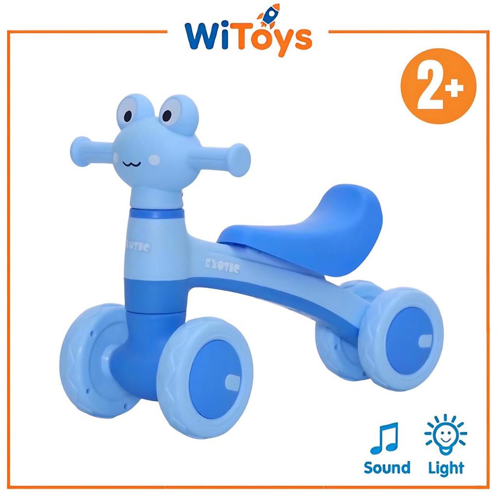 Exotic Ride On Balance Bike Mainan Anak Sepeda Keseimbangan Roda 4 Karakter Kodok Musik Lampu