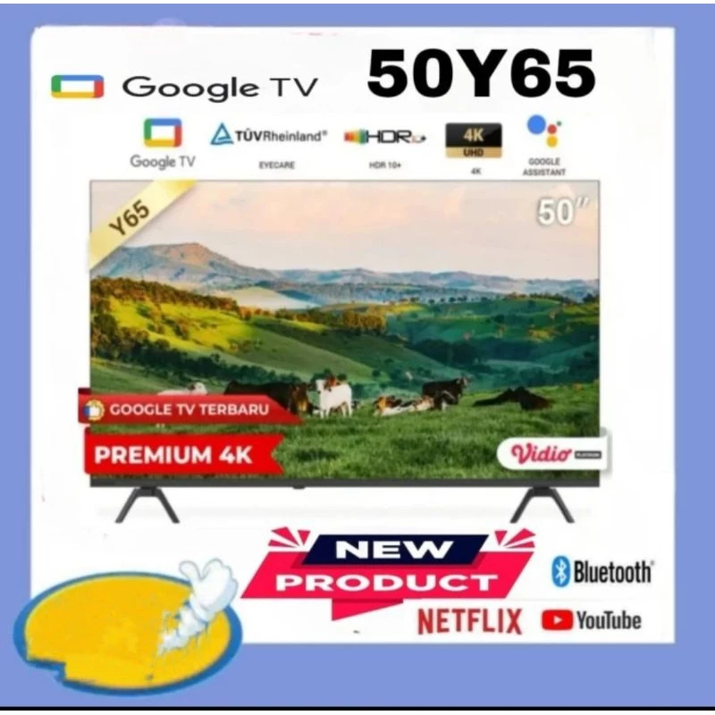 COOCAA LED 50INCH 50Y65 50 Y65 SMART GOOGLE TV 4K UHD DOLBY AUDIO new series Televisi CooCaa