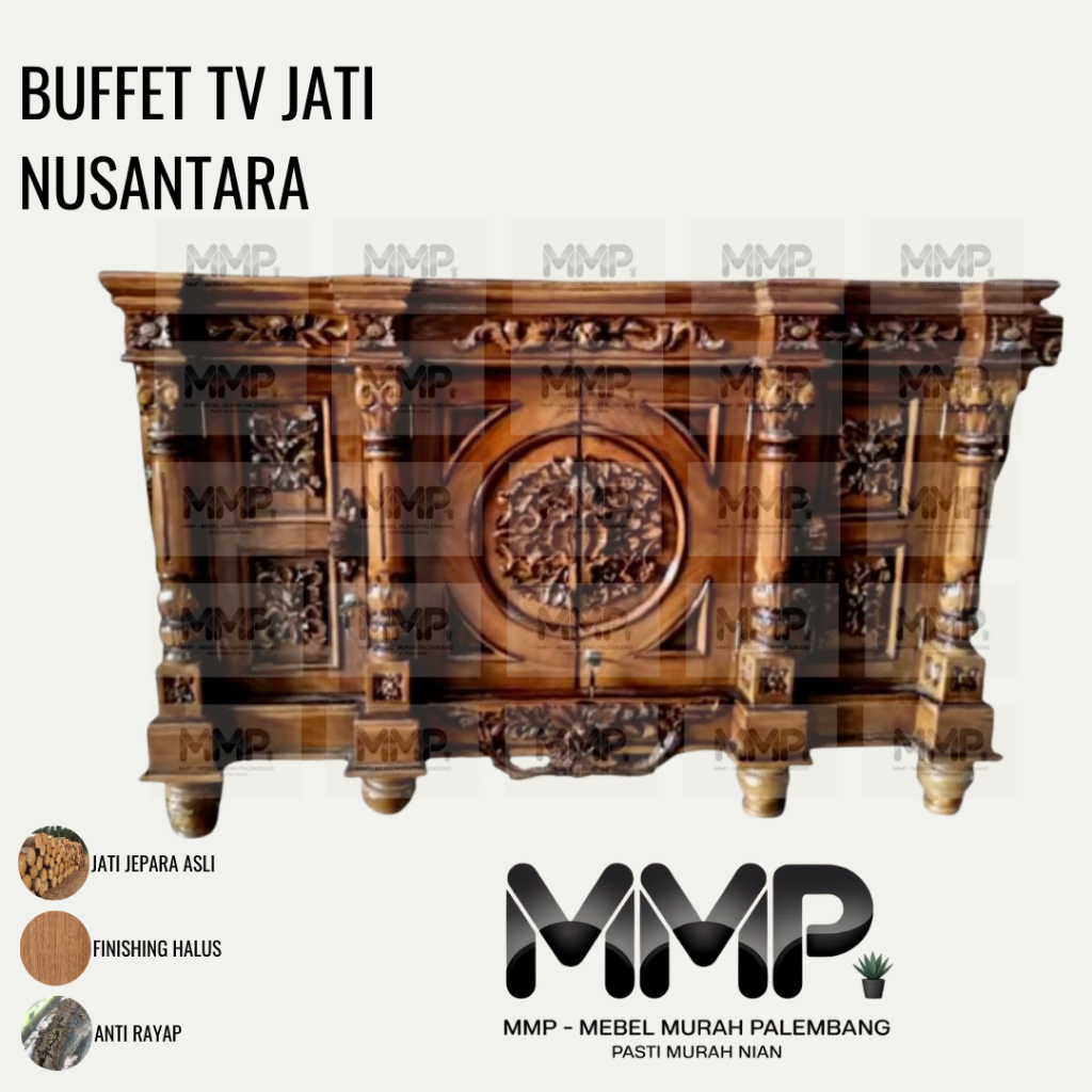 Buffet TV Jati Nusantara | Buffet  Meja TV Hias Jati Asli Jepara Murah Palembang