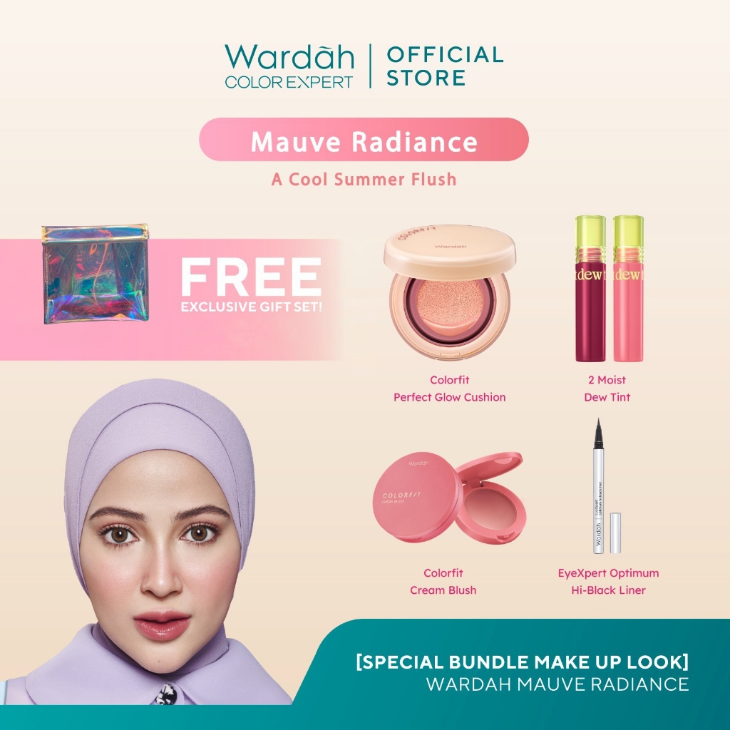WARDAH Special Package Make Up Looks: Mauve Radiance – A Cool Summer Flush – Colorfit Perfect Glow C