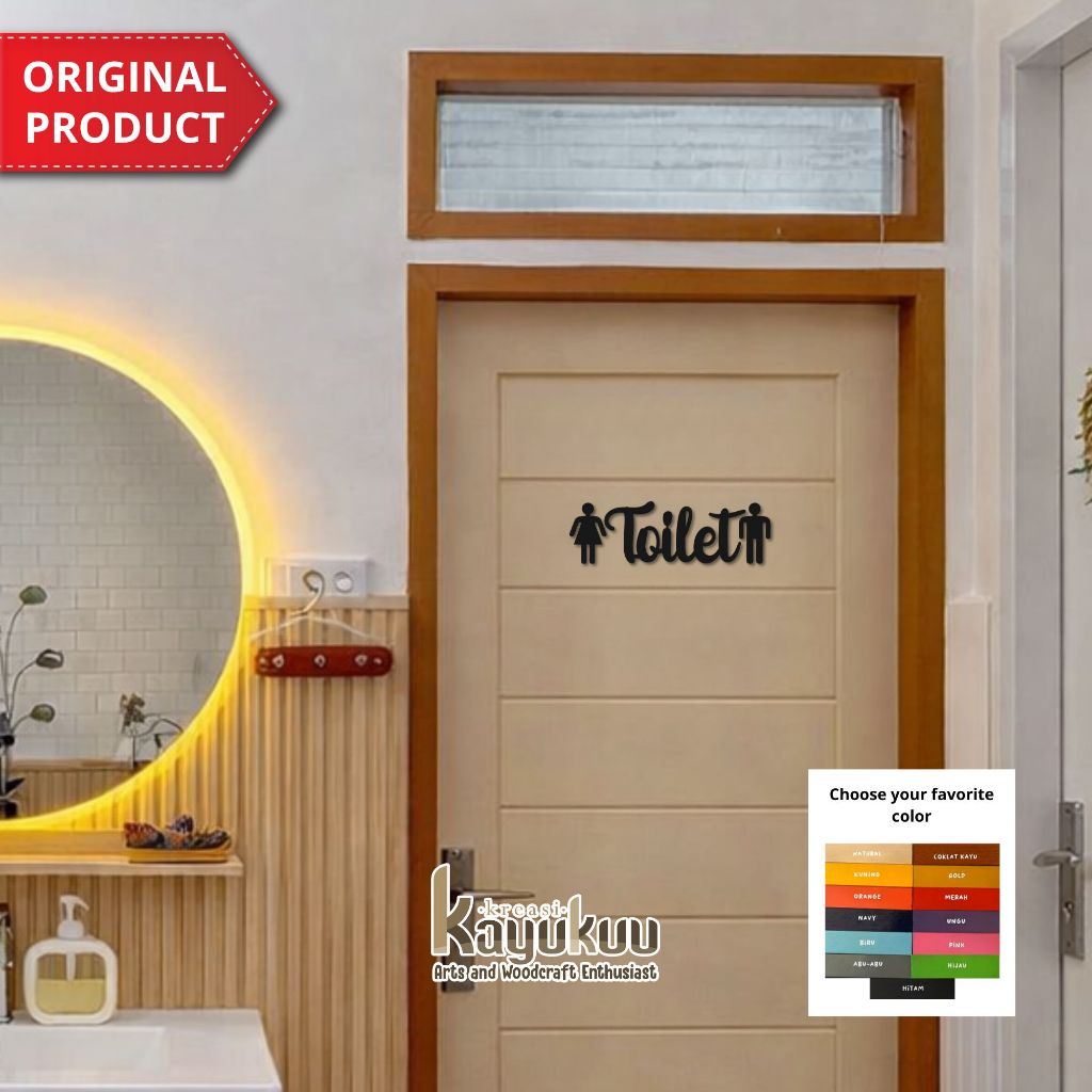 Kreasikayukuu Tulisan Toilet / Pajangan Toilet / Sign Toilet Dekorasi Kamar Mandi Bahan Plywood 5mm