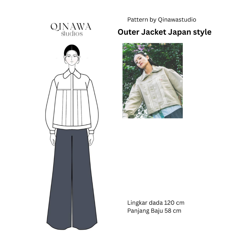 POLA KEMEJA JAKET OVERSIZE BY QINAWA - POLA KEMEJA JAKET OVERSIZED LD 120 ATAU 130 JUMBO BIG SIZE PO
