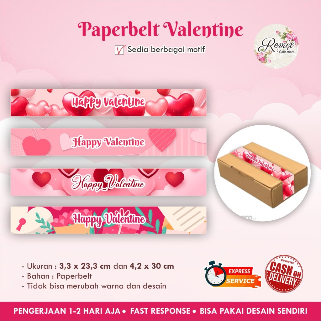 [18 pcs] Paper Belt Valentine/ New Year /Kasih sayang/ Label box melingkar / Paperbelt
